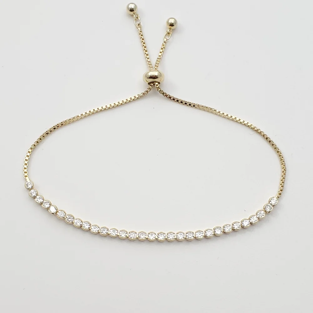 Gold Mini Rhinestone Adjustable Bracelet - Picture 3 of 6